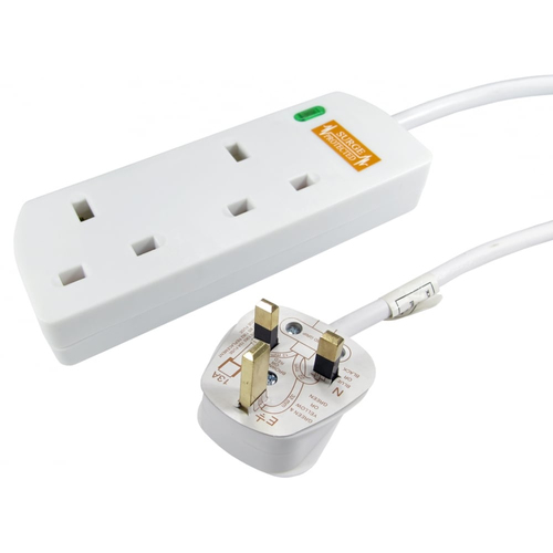 CDL 2m UK Power Extension -2 Ports – Cables Direct