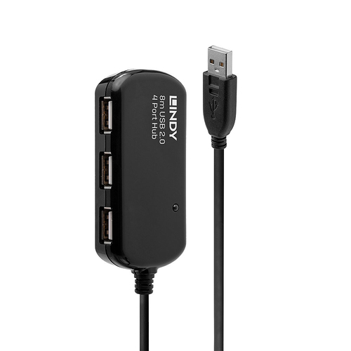 8M USB 2.0 ACTIVE EXT. PRO HUB USB A MALE/4 X USB A FEMALE – Lindy