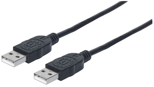 USB-A CABLE 1M MALE/MALE- 480MBPS (USB 2.0) BLACK POLYBAG – INTELLINET