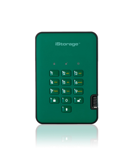 iStorage diskAshur2 256-bit 128GB USB 3.1 secure encrypted solid-state drive - Green IS-DA2-256-SSD-128-GN, 128 GB, USB Type-A, 3.2 Gen 2 (3.1 Gen 2), 294 MB/s, 5 GT/s, Green – iStorage