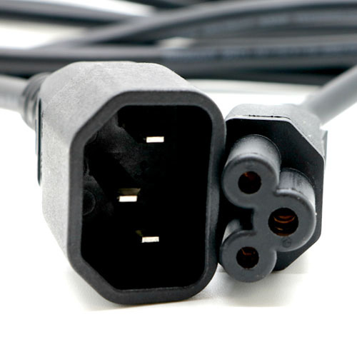 2m IEC C14 - IEC C5 Cloverleaf Black PVC 0.75mm Power Leads – Cablenet