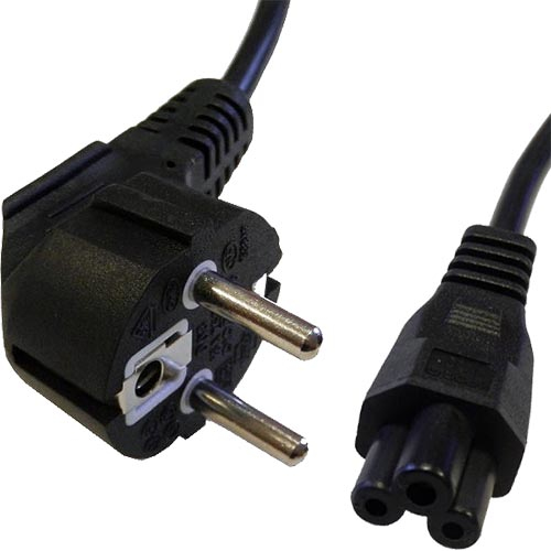 2m Right Angle Schuko - IEC C5 Cloverleaf Black PVC 0.75mm Power Leads – Cablenet