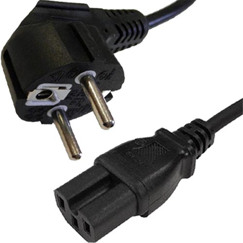 2.5m Right Angle Schuko - IEC C15 Hot Black H05RN-F 1.0mm Power Leads – Cablenet