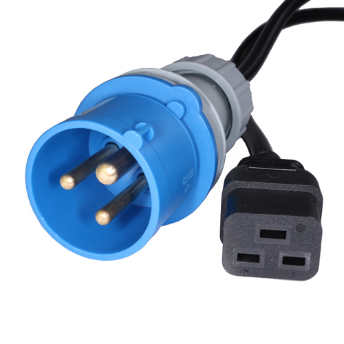 3m 16Amp Commando - IEC-C19 Black PVC 1.5mm Power Lead – Cablenet