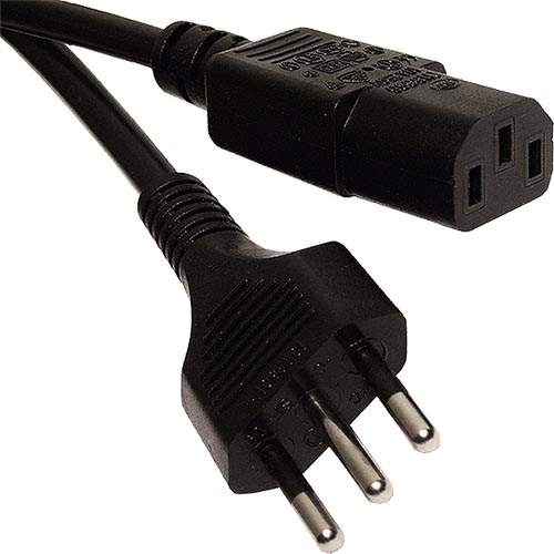 2.5m Italian Plug - IEC C13 Black PVC 1.0mm Power Leads – Cablenet