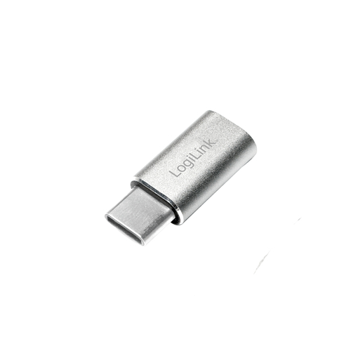 USB 2.0 Type-C adapter, C/M to Micro-USB/F, silver – LogiLink