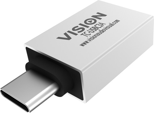 VISION Professional installation-grade USB-C to USB-A adapter - LIFETIME WARRANTY - plugs into USB-C and has full-sized USB-A 3.0 socket - USB-C (M) to USB Type A (F) - USB 3.1 Gen 2 - white – Vision
