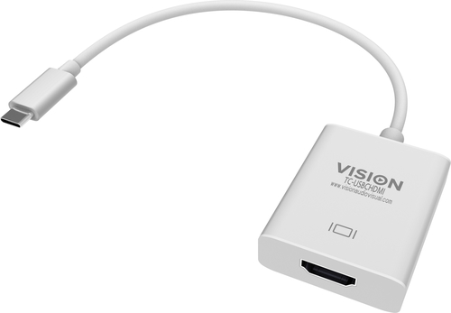 VISION Professional installation-grade USB-C to HDMI adapter - LIFETIME WARRANTY - plugs into USB-C and has full-sized HDMI socket - maximum resolution 4K 30 Hz - USB-C 3.1 (M) to HDMI (F) - driver built into adaptor - white – Vision