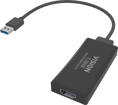 VISION Professional installation-grade USB-A to HDMI adapter - LIFETIME WARRANTY - plugs into USB and has full-sized HDMI socket - does not work for mac - maximum resolution 1920 x 1200 - USB-A 3.0 (M) to HDMI (F) - driver built into adaptor - black – Vision