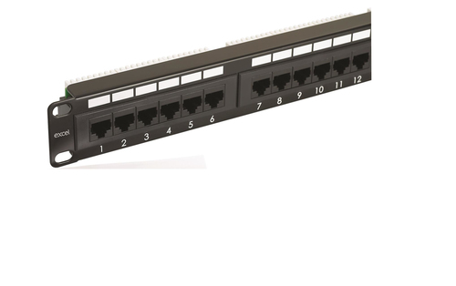 EXCEL 24 PORT CAT.5e PATCH PANEL WITH - 1U BLACK – Excel