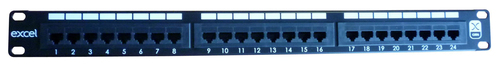 EXCEL 24 PORT CAT.6 PATCH PANEL WITH - 1U BLACK – Excel