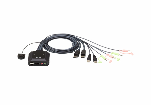 2-Port USB DisplayPort Cable KVM Switch with Remote Port Selector – ATEN