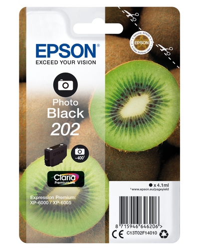 SINGLEPACK PHOTO BLACK 202 KIWI CLARA PREMIUM K – Epson
