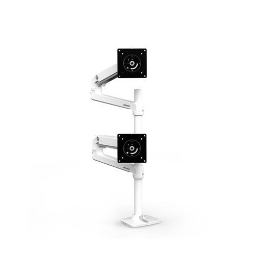 LX DUAL STACKING ARM TALL POLE BRIGHT WHITE TEXTURE – Ergotron
