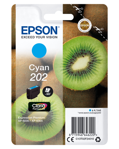 SINGLEPACK CYAN 202 CLARIA KIWI PREMIUM K CARTRIDGES1 X 4.1ML – Epson