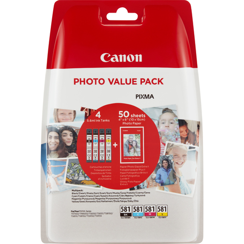 INK CLI-581 BK/C/M/Y BL W/O SEC PHOTO VALUE PACK – Canon