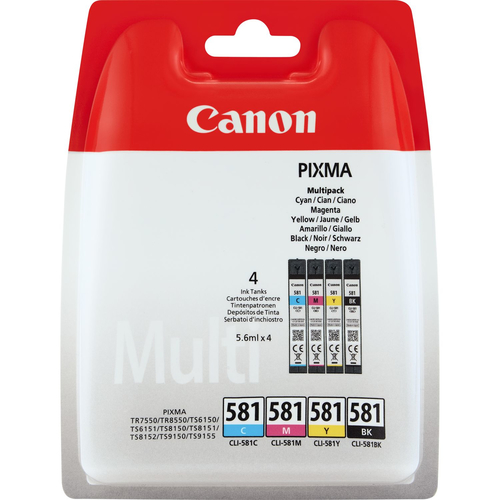 INK CLI-581 C/M/Y/BK MULTI PACK BLISTERED W SECURITY – Canon