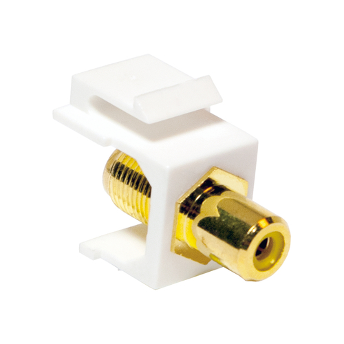 RCA keystone coupler, RCA/F to RCA/F, yellow mark, lite, white – LogiLink