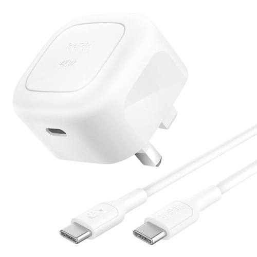 45W USB PD WALL CHARGER WITH PPS WHT W/ 1M 3AMP PVC C-C CABLE – Belkin Components
