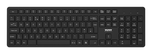 Port Designs 2.4Ghz Wireless Deskset bundle; USB Type A includes Type C adaptor. Full size keyboard with 1600Dpi mouse. Batteries included. Supplied by Hypertec. – Port