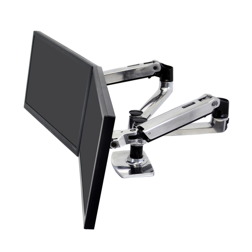 LX SIDE BY SIDE DUAL ARM POLISHED ALUMIUM – Ergotron