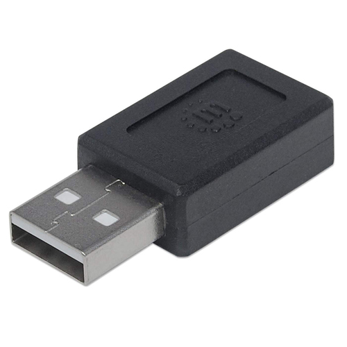 USB-A TO USB-C ADAPTER- MALE/FEMALE 480MBPS (USB 2.0) BK – INTELLINET