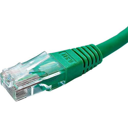 5m Cat5e RJ45 Green U/UTP PVC 24AWG Flush Booted X over Patch Lead – Cablenet