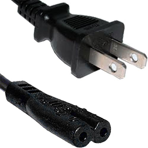 2m USA Plug (2 Pin) - IEC C7 Figure of 8 Black PVC Power Leads – Cablenet