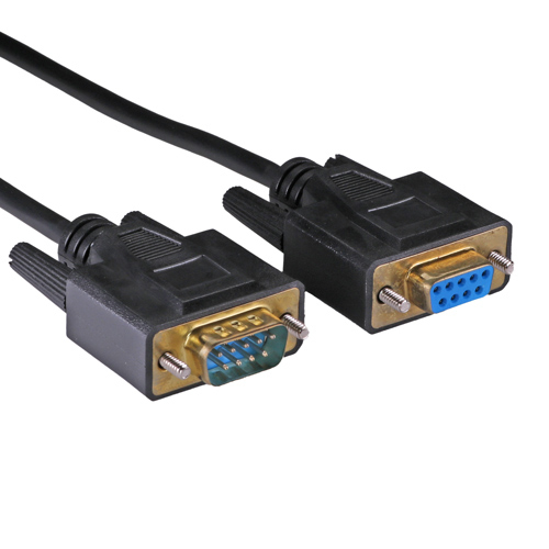 10m RS232 Serial DB9 Male - Female All Lines Black PVC Cable – Cablenet
