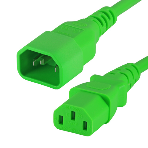 0.3m IEC C14 - IEC C13 Green PVC 0.75mm Power Leads – Cablenet