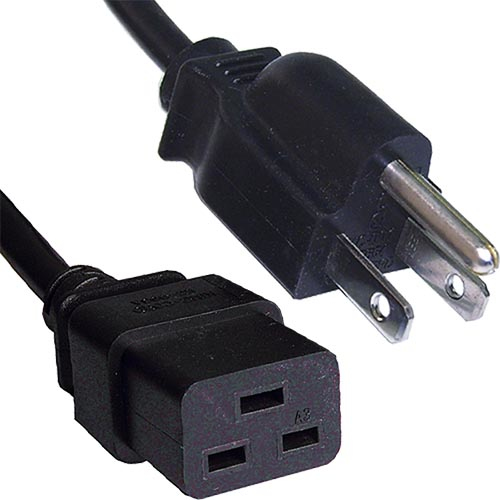 2m USA Plug (3 Pin) - IEC C19 Black PVC Power Leads – Cablenet