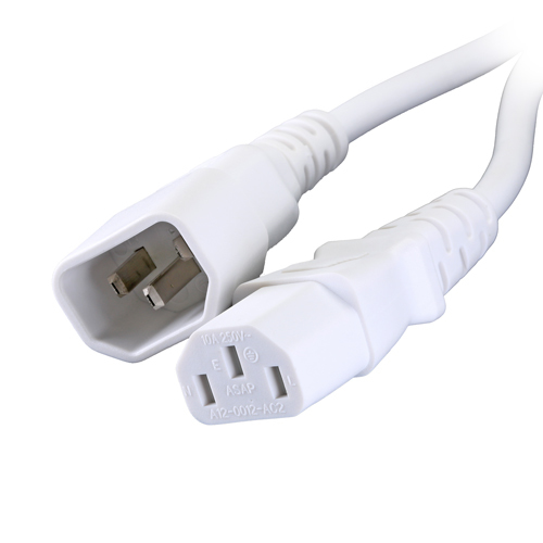 3m IEC C14 - IEC C13 White PVC 1.0mm Power Leads – Cablenet