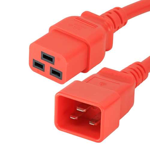 1m IEC C20 - IEC C19 Red PVC 1.5mm Power Leads – Cablenet