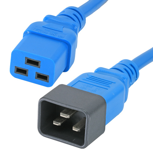 1m IEC C20 - IEC C19 Blue PVC 1.5mm Power Leads – Cablenet