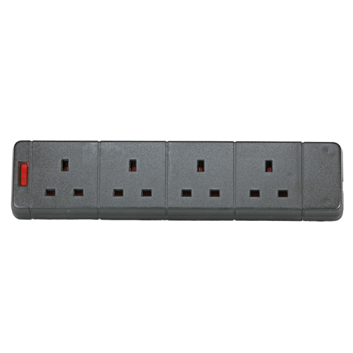 4 Way UK Black 13Amp Trailing Extension Rewireable – Cablenet