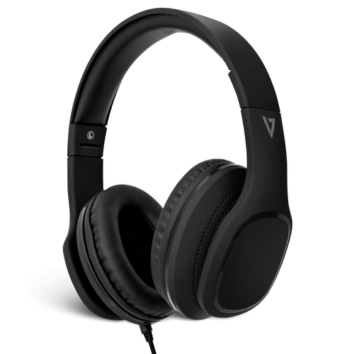 PREM 3.5MM OVER EAR HEADPHONES W/MIC CTRL FOLDABLE BLK – V7
