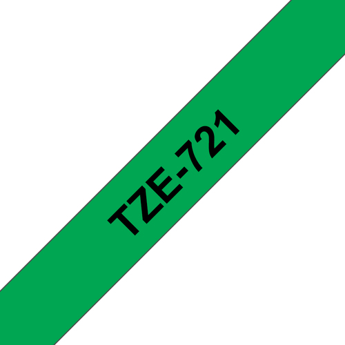 TZE-721 LAMINATED TAPE 9MM 8M BLACK ON GREEN – Brother