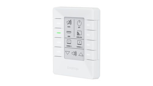 8-button E Ink control pad with Ethernet – Biamp