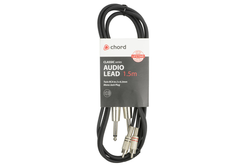 Classic Twin RCA To 2 X 6.3mm Mono Jack Plug Leads – chord