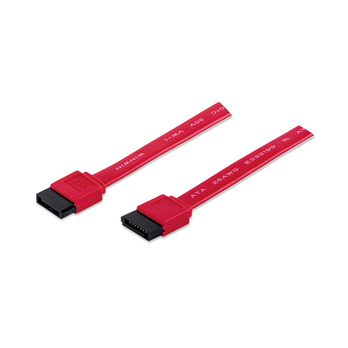 SATA DATA CABLE 7-PIN 50CM- MALE/MALE RED POLYBAG – INTELLINET