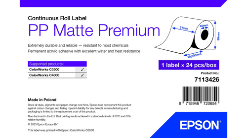 PP Matte Label Prem Continuous Roll – Epson