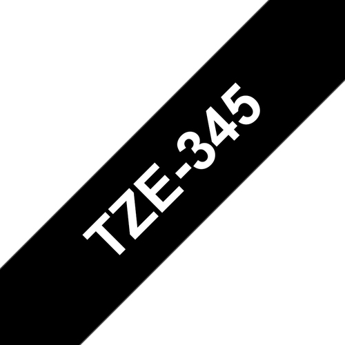 TZE-345 LAMINATED TAPE 18MM 8M WHITE ON BLACK – Brother
