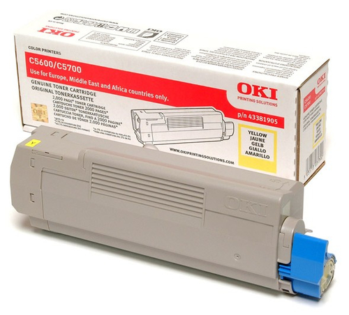 Yellow Toner Cartridge for C5600 and C5700 printers. 2000 pages – OKI