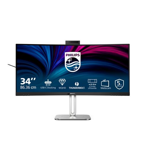 34 INCH Curved 3400X1440 TBT 4 100W USB C 5MP POP UP Webcam 2 HDMI DP – Philips