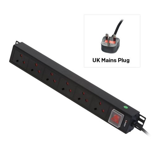 VERTICAL 6 WAY UK PLUG PDU 13A PLUG TO 6 X SOCKETS – Lindy