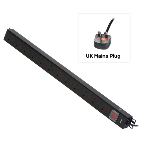 VERTICAL 12 WAY UK PLUG PDU 13A PLUG TO 12 X SOCKETS – Lindy
