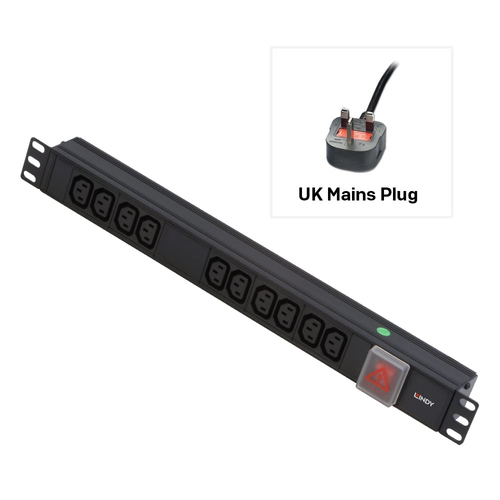 1U 10 WAY IEC PDU 13A PLUG TO 10 X IEC SOCKETS – Lindy