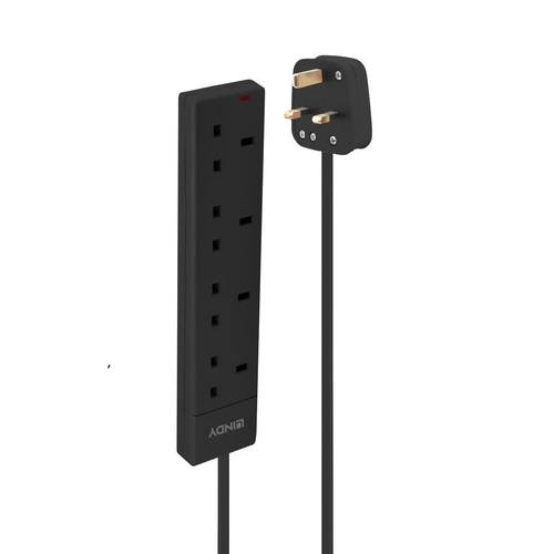 2M MAINS 4 WAY GANG SOCKET BLACK – Lindy