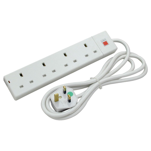 5M MAINS 4 WAY GANG SOCKET WHITE – Lindy
