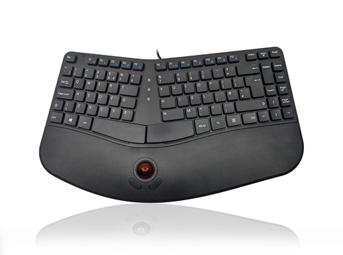 Accuratus Contour with Trackball - USB Sculptured Ergonomic Split Key Keyboard with Reverse Tilt & Trackball – Ceratech
